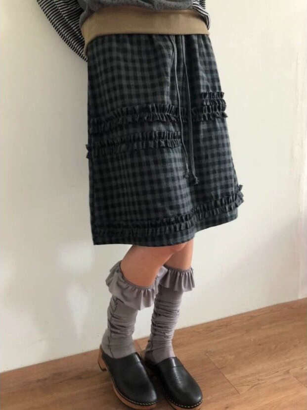 Retro College Girl Half Skirt  - Korean Girls Lifestyle ulasan dan harga